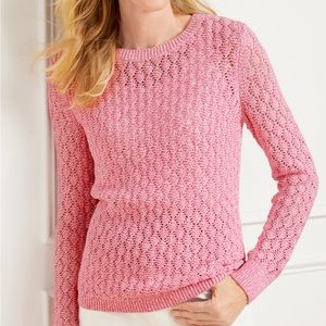 Talbots Pointelle Marl Crewneck Sweater